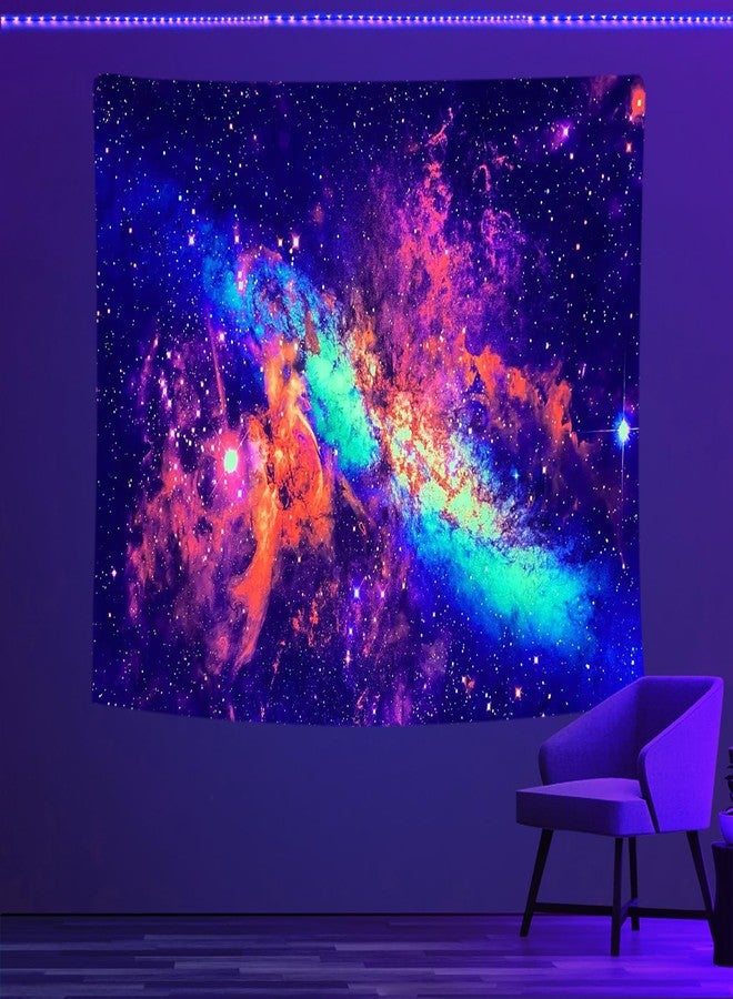 PSYHILAR Blacklight Tapestry Galaxy Nebula Stars UV Reactive Neon Universe Space Wall Hanging Black Light Posters for Adults (79 x 59 Inches) - Image 2